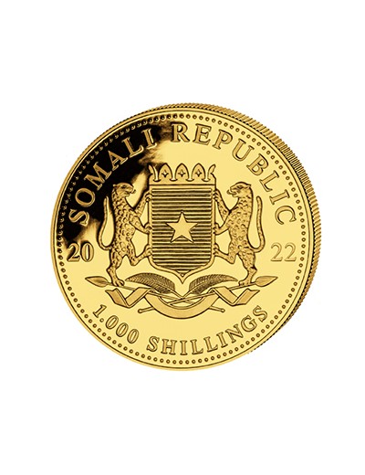 złota moneta słoń somalijski
