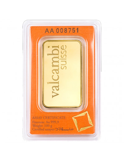 Sztabka złota 100 g Valcambi