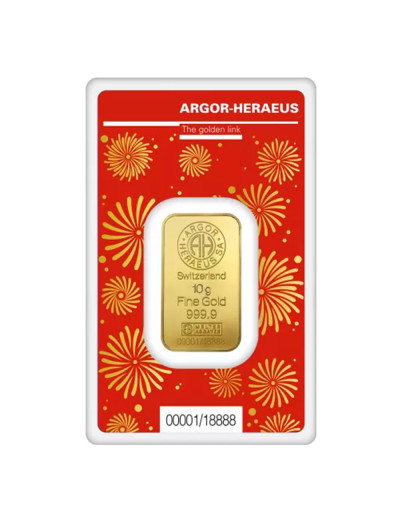 Sztabka złota 10 gramów Rok Smoka Argor-Heraeus