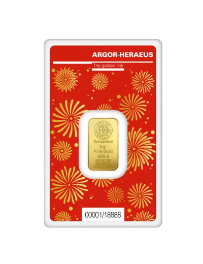 Sztabka złota 5 gramów Rok Smoka Argor-Heraeus